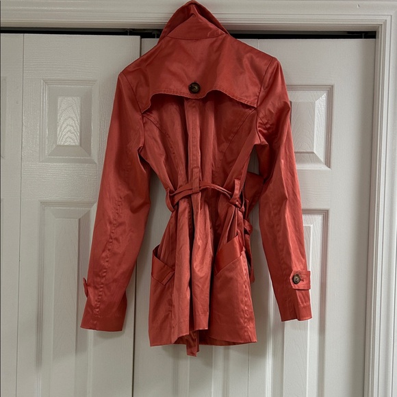 BCX Women's Vibrant Coral Trench Coat - Picture 5 of 5